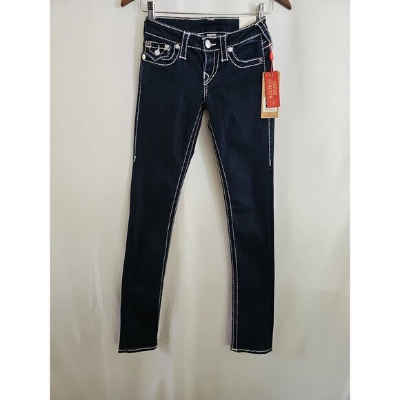 True Religion Jeans Women's Blue Denim Skinny Size 24 NWT - Picture 2 of 10